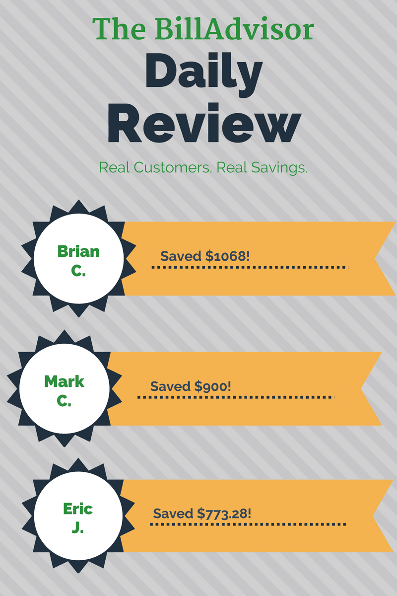 how BillAdvisor advocates and negotiates to save customers money, featuring the top 3 daily savers for 5.19.2017