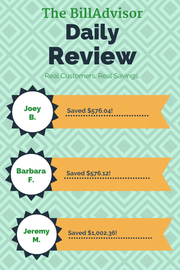 biggest savers in the BillAdvisor Daily Review for 7-10-2017