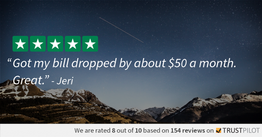 Trustpilot review by Jeri on her BillAdvisor service and savings experience in daily review 12-28-2017